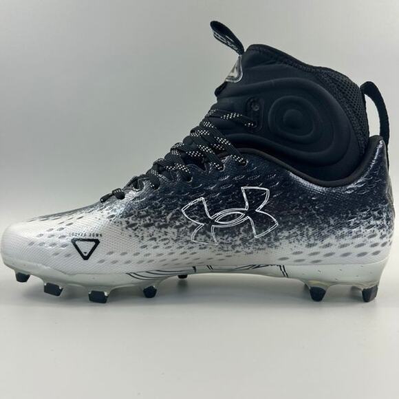 Under Armour Spotlight Lux MC 2.0 Men Size 10 Black White Football Cleats NEW - Picture 2 of 6